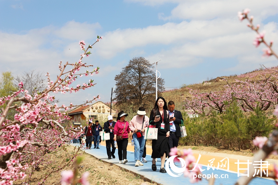 4月12日，游客在桃園中賞花游玩。人民網記者 王文嘉攝