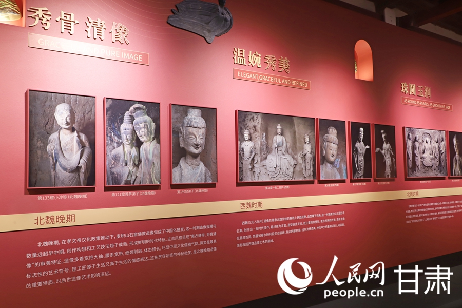 不同時期的麥積山造像特點。人民網記者 米媛攝